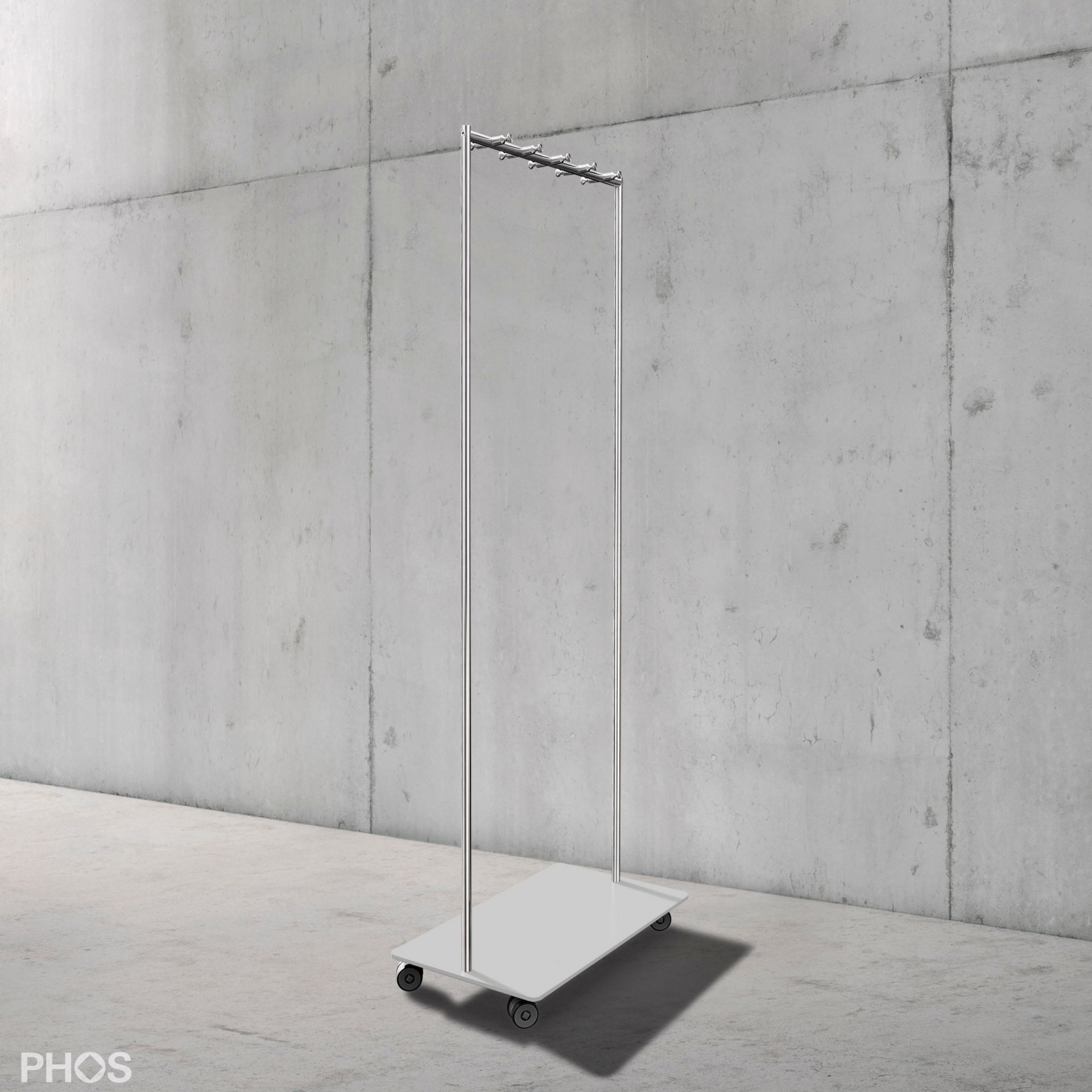 GW2K-BPW Тележка для одежды Twin Pur с 10 крючками для одежды, основание: белое. PHOS 