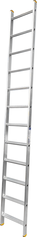 Алюминиевая односекционная  приставная лестница, широкая ступень. 1*12
