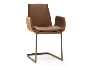 Кожаный консольный стул с подлокотниками