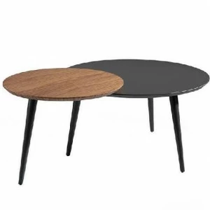 Журнальный столик деревянный двойной орех CP1508-G от Angel Cerda ANGEL CERDA  147460 Орех;коричневый;черный