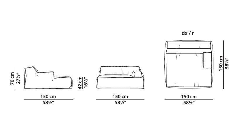 Кожаный Dormeuse с подлокотниками Baxter Дамаск ARCH-00016508 - Вид №2