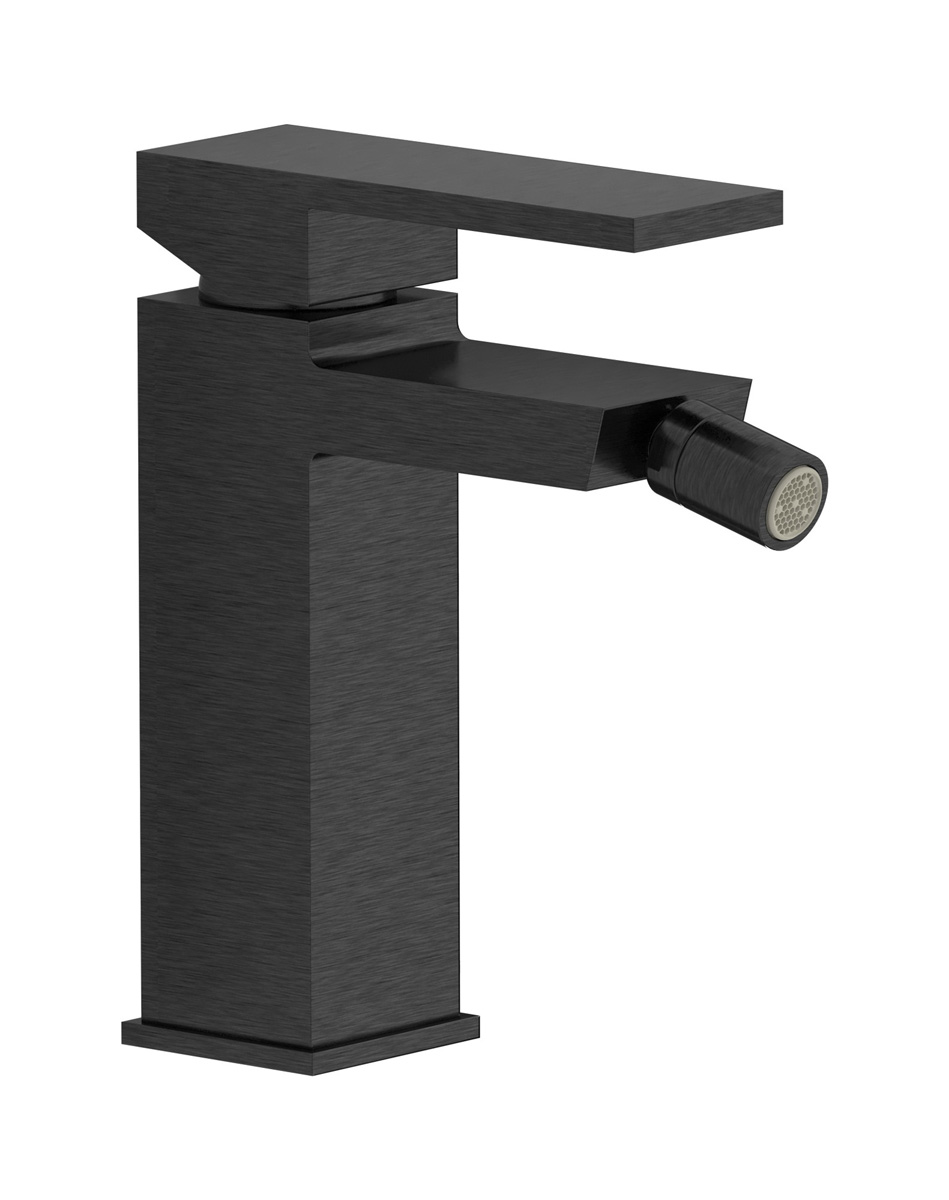 Смеситель для биде на 1 отверстие в комплекте с донным клапаном. WE ARE IB ru220cs Brushed Black Chrome Rubacuori 