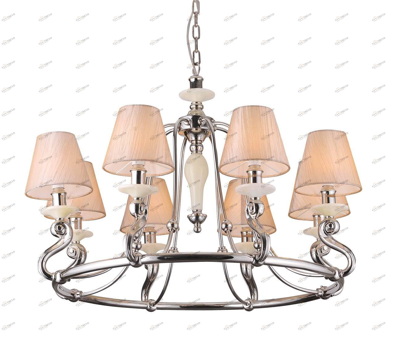 Подвесная люстра Divinare Contessa 1176/01 LM-8 бежевая DIVINARE ДИЗАЙНЕРСКИЕ, CONTESSA 074554 Бежевый 
