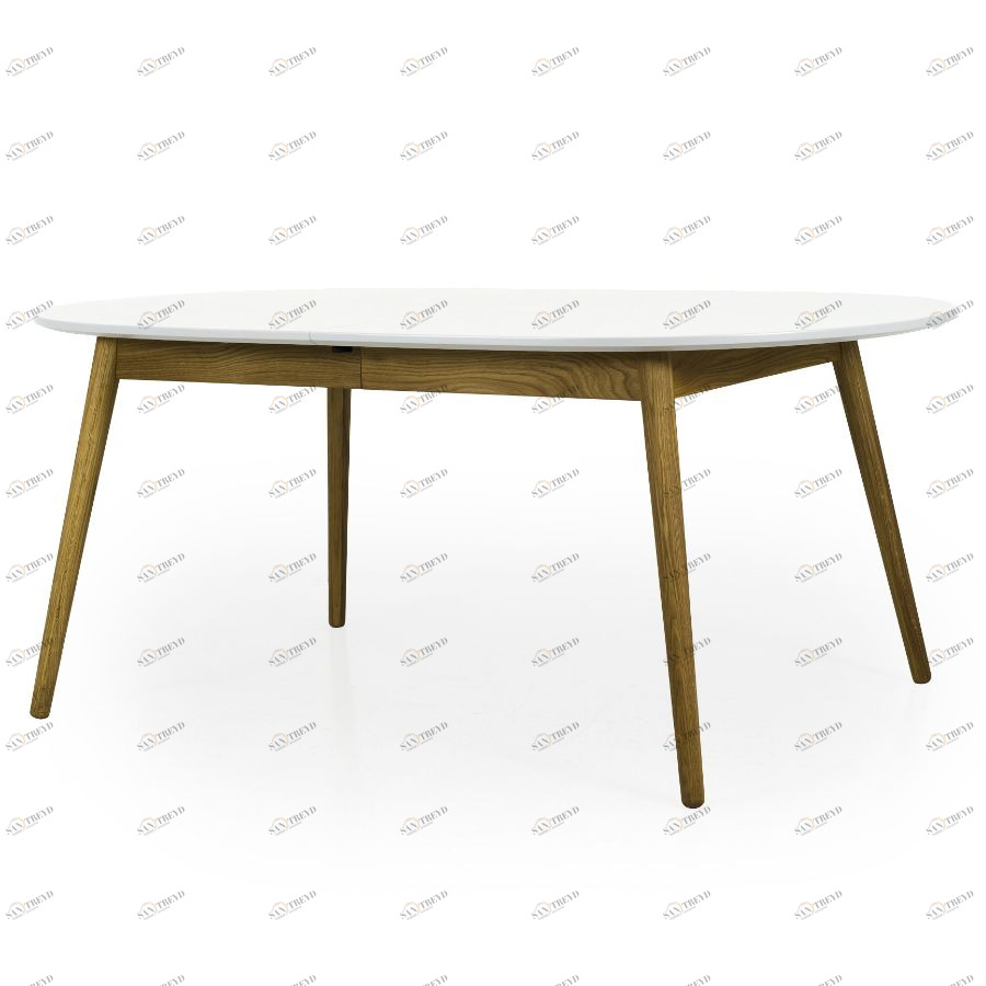 Стол овальный, раздвижной, Tenzo Dot, дуб, 75х180/230х105 см, белый 1686001