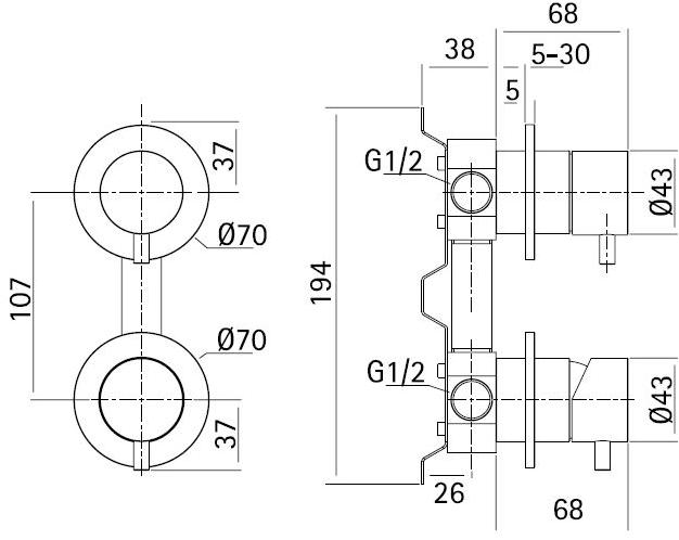 Quadrodesign Смеситель для душа с переключателем Ottavo sun-id-1418349 - Вид №1