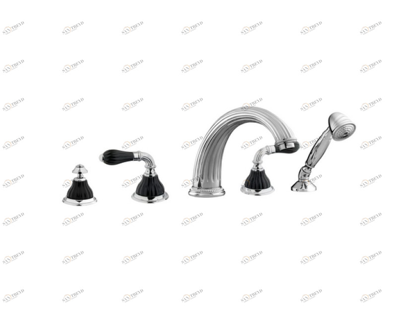 233516.N000.00 Набор для ванны 5 отверстий из черного фарфора Золото 24К Mestre Artica