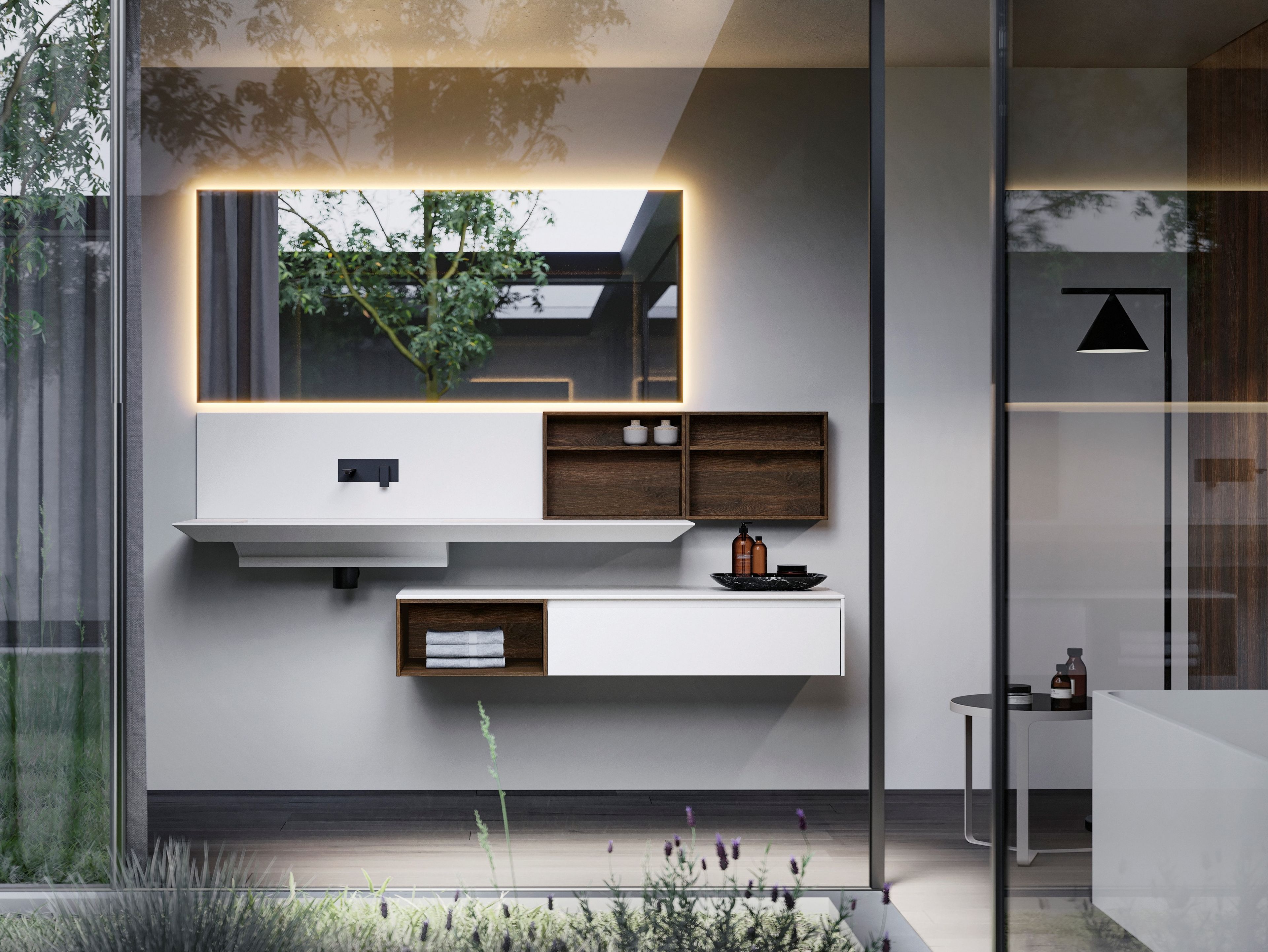 Умывальник с зеркалом Ideagroup Nyù ARCH-00126324