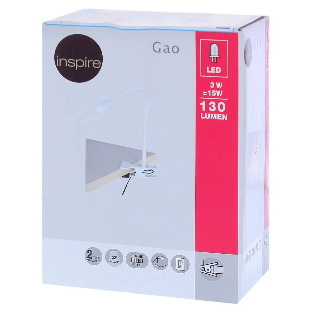 Рабочая лампа настольная светодиодная Gao, цвет белый 16416680 STLM-2095722 INSPIRE  - Вид №4