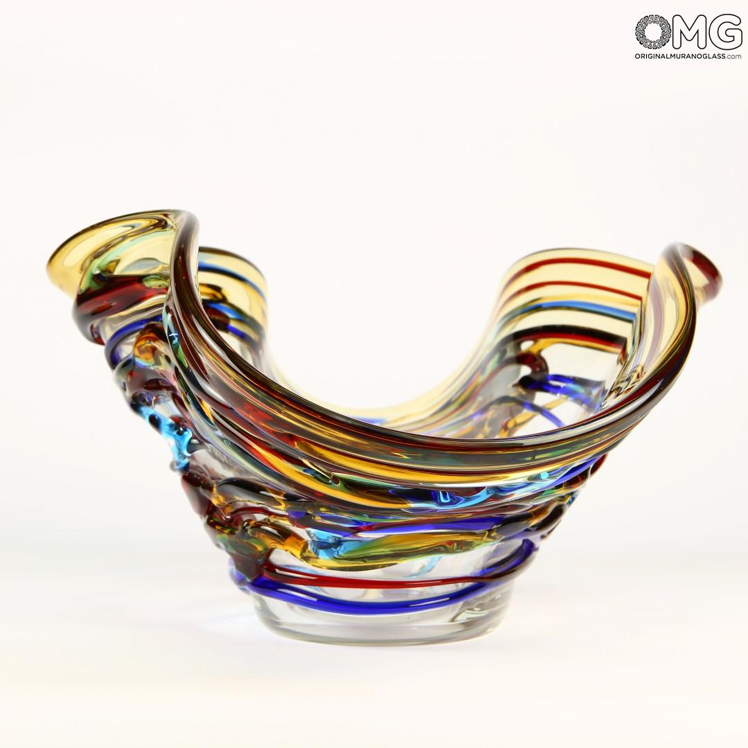 2656 ORIGINALMURANOGLASS Вазочка Арлекино - с волнистыми краями - Original Murano Glass OMG 30 см  - Вид №1