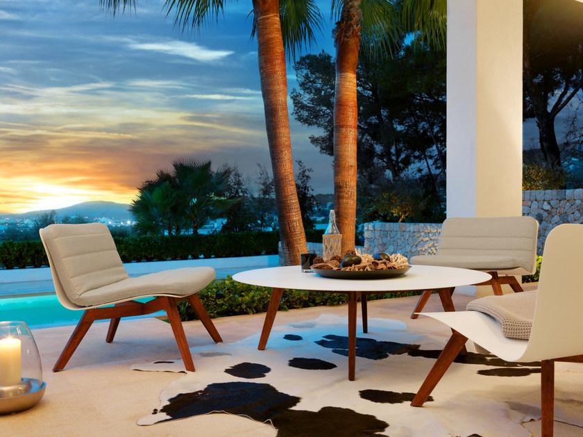 VITEO Круглый журнальный столик из Corian® и дерева Slim wood sun-id-1383221 - Вид №1