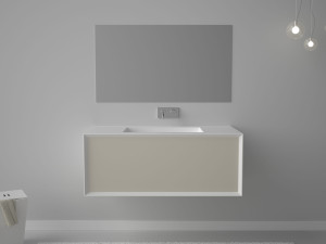 Подвесной шкаф для умывальника из МДФ со встроенной раковиной и ящиками