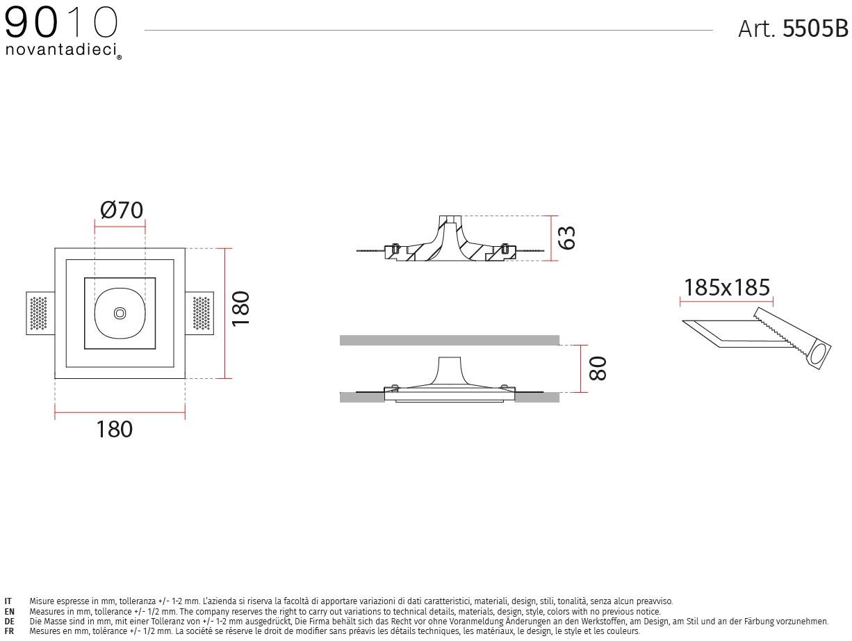 9010 novantadieci Утопленная розетка из cristaly® для подвесок  5505b  - Вид №1