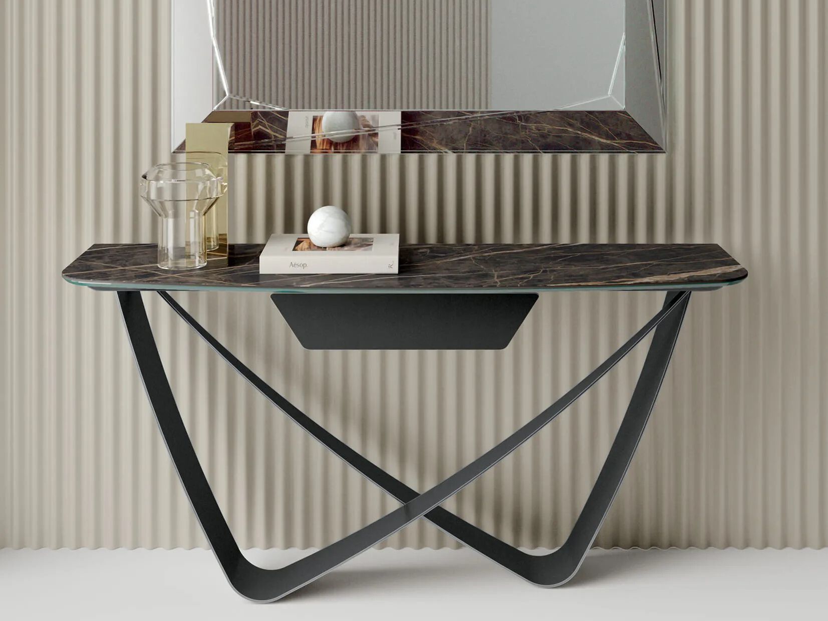 Консольный стол со стальным основанием и столешницей из SuperMarmo Bontempi Casa Bach ARCH-00141731 - Вид №2