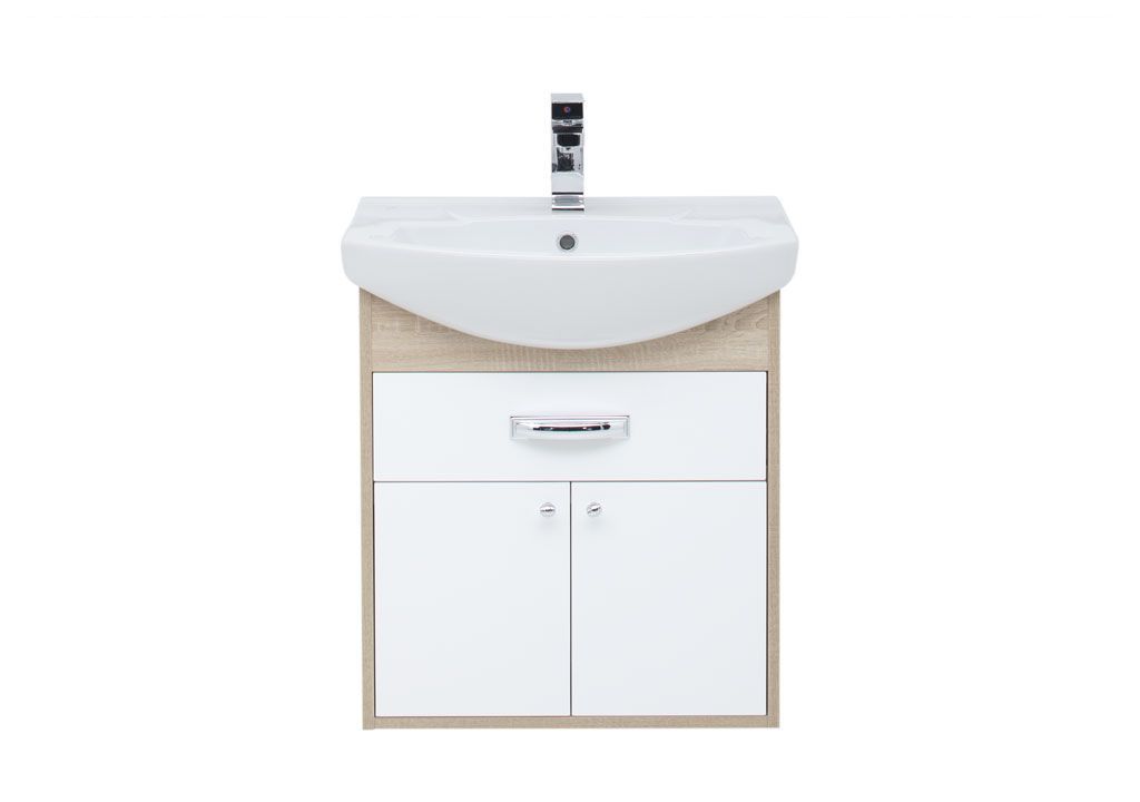 Тумба с раковиной Aquanet Грейс 60 дуб сонома/белый (1 ящик, 2 дверцы) 0019837300182641 - Вид №2