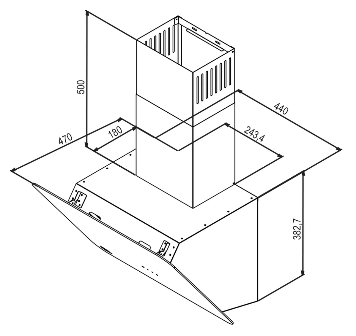 9162400 Вытяжка наклонная Оasis  ML-60B черный/серый OASIS STDN-0082232 - Вид №3