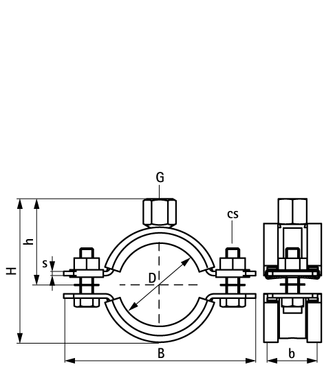 33148092 BIS Хомуты для высоких нагрузок с вкладышем EPDM HD1501 (M8/10, M10/12) (BUP1000) для всех видов труб walraven  - Вид №1