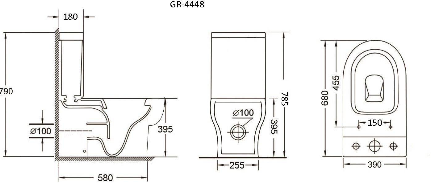 GR-4448S Компакт унитаз с бачком Белый Grossman  Китай  - Вид №5