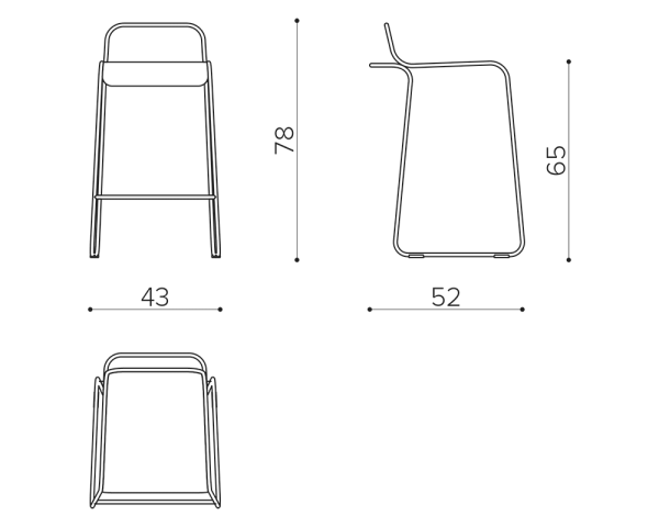 FL 6505 Средний табурет со стальной салазкой True Design Flow - Вид №1