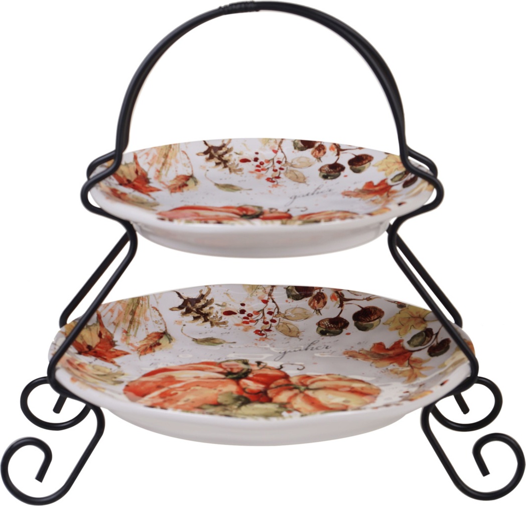 10642245 Certified International Блюдо двухъярусное Certified Int. Осенние краски 18см, 23см, керамика Керамика 