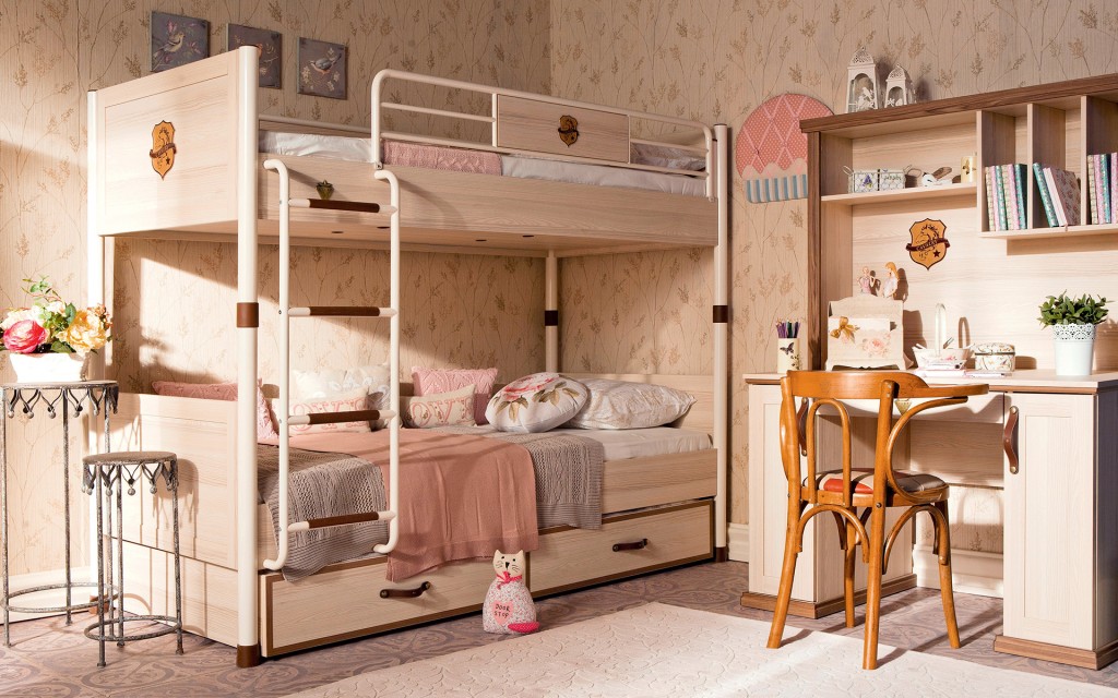 Детская двухъярусная кровать 90х200 см светлый орех Royal CILEK ROYAL 00-3832157 Бежевый Santreyd - Вид №2