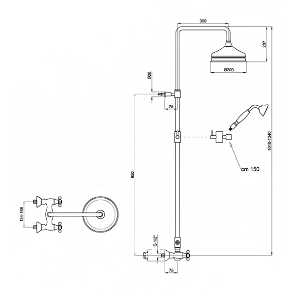 OT760405065 Душевая стойка Webert Ottocento - Вид №1