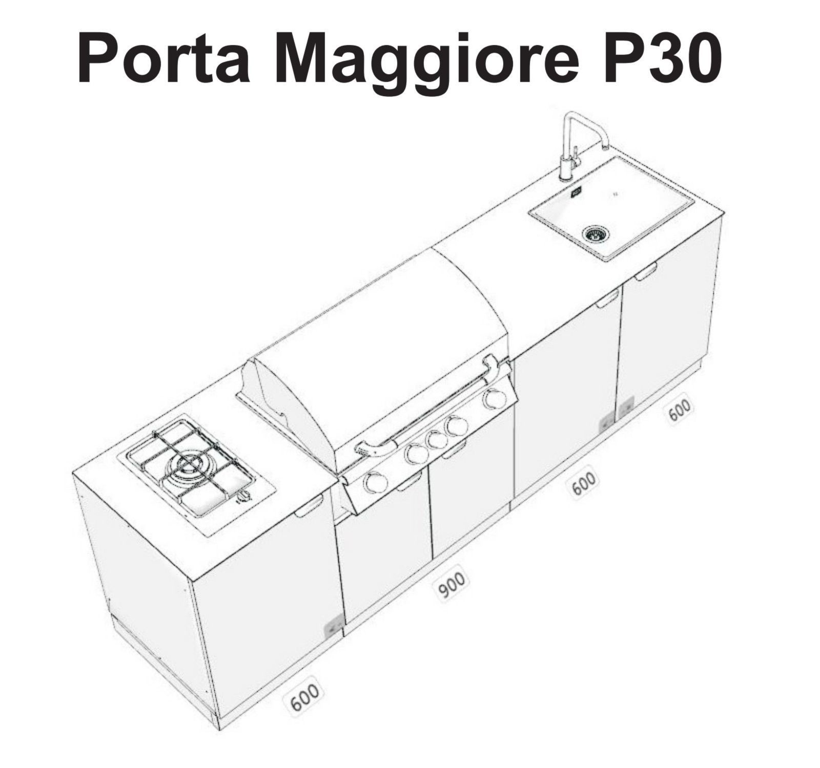 Газовая плита из нержавеющей стали с барбекю OF outdoorkitchens Porta Maggiore ARCH-00088488 - Вид №8