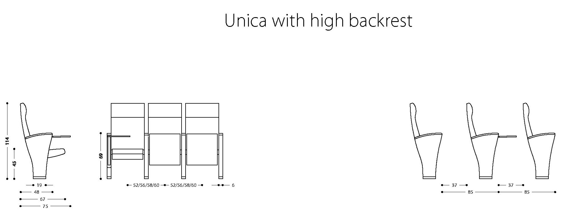 Кресло для аудитории с подголовником LAMM UNICA ARCH-00058450 - Вид №4