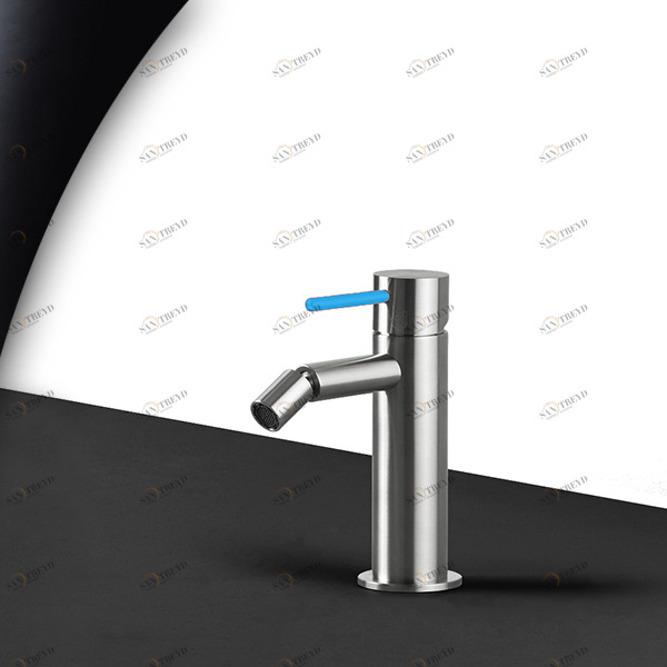 Смеситель для биде сталь матовая с синей ручкой Toki Radomonte TKS4SCIL16