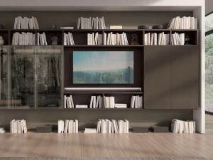 Febal Casa Подвесной книжный шкаф из меламина с подставкой под телевизор