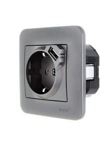 ASTI Розетка с/з + USB разъём платина