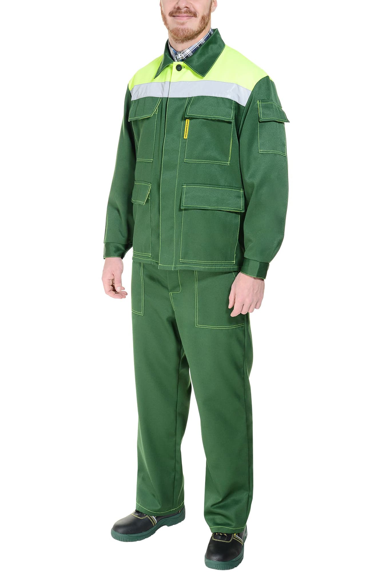 63842 Костюм "Коммунальщик" зеленый лимонный  Летняя спецодежда  размер 56-58/170-176  - Вид №11
