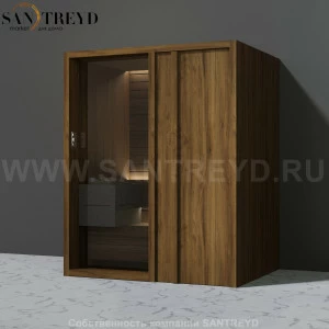 Effegibi YOKU.D45 SA.70200019 Сауна с правой дверью. Мощность: 4,5 кВт макс. Размеры: длина 174 см, ширина 132 см. Отделка: чёрный орех