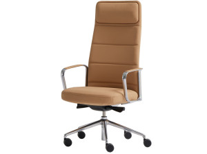 5-спицевое кожаное вращающееся офисное кресло с высокой спинкой