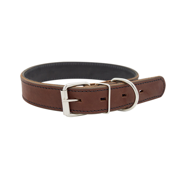 ПР0048217 Ошейник для собак Строченый 2сл 30мм 55см коричневый ZOOEXPRESS 