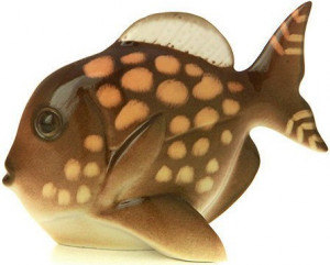 80383 Императорский фарфоровый завод Скульптура "Рыба-бабочка мал.разм." (жёлтый) Фарфор твердый