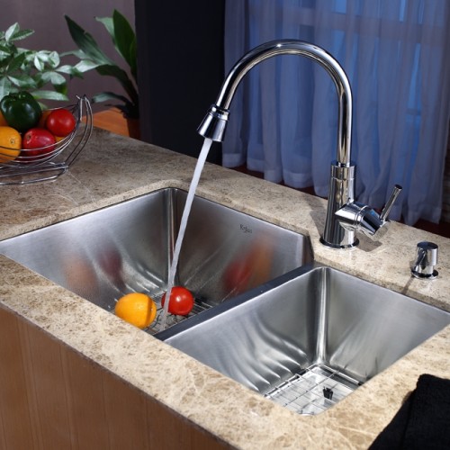 KHU123-32-KPF2220SN-KSD33BN Накладная раковина на столешницу  прямоугольная Krausru  - Вид №6