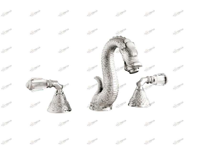 059601.A00.50 Раковина с тремя отверстиями и кристаллами Swarovski Яркий хром Mestre Dragon