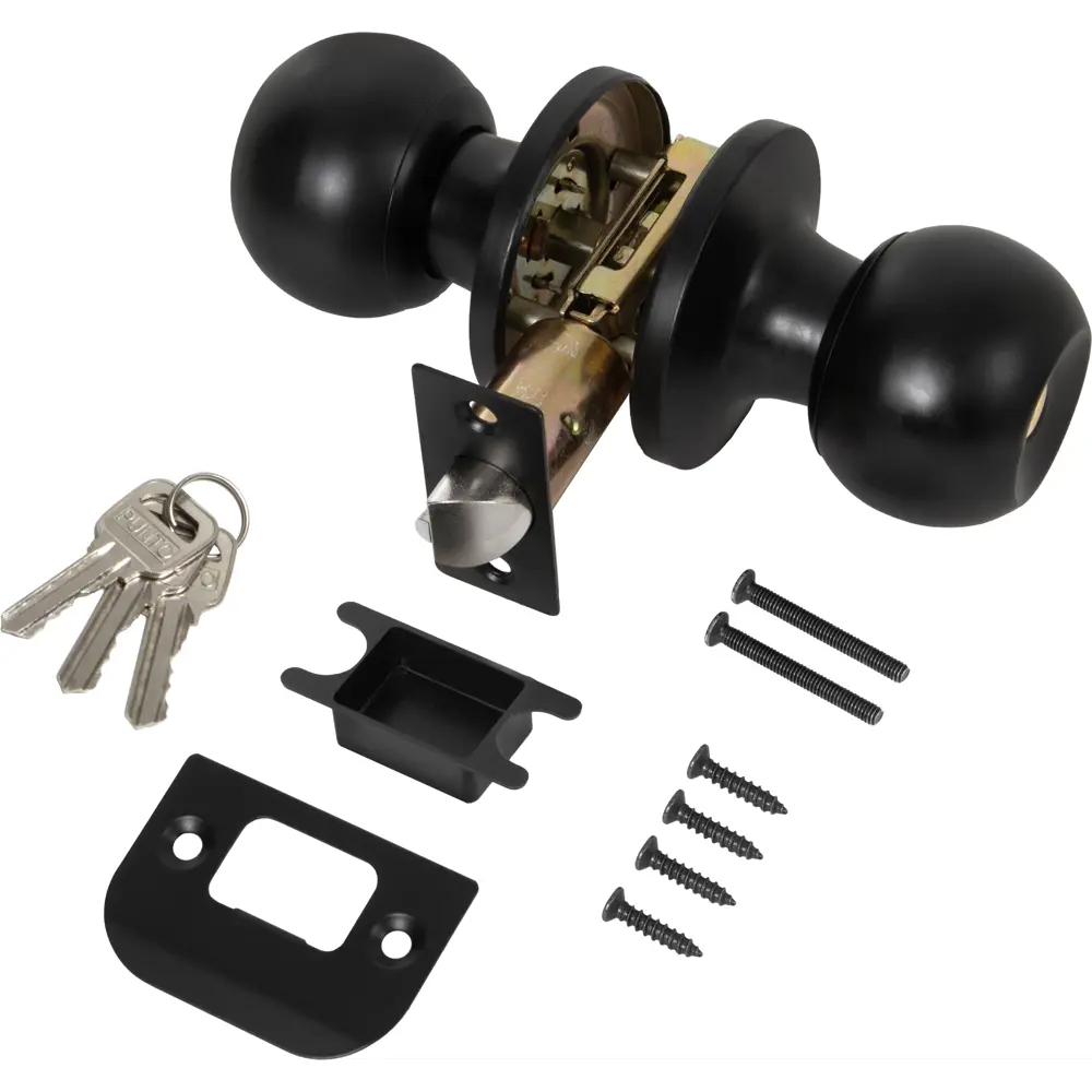 Ручка-кноб Фабрика замков 6073 с ключом-фиксатором, черная 89347010 STLM-1343698 - Вид №2