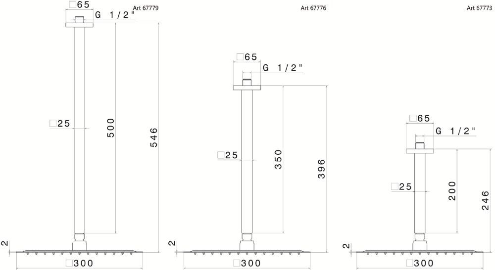 newform Потолочная лейка душа с кронштейном Head showers 67779 - Вид №1
