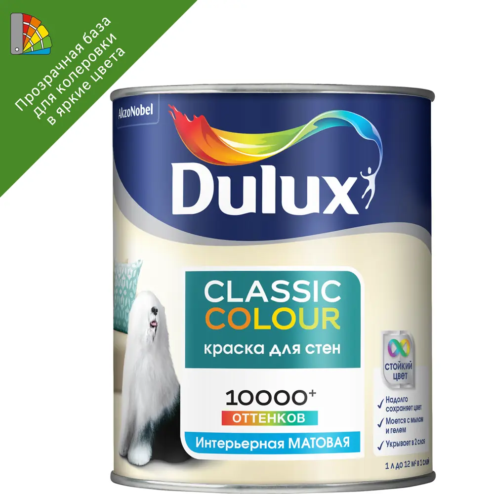 Краска для колеровки интерьерная Dulux Classic Colour прозрачная база BC 0.9 л 82171051 STLM-2007391 
