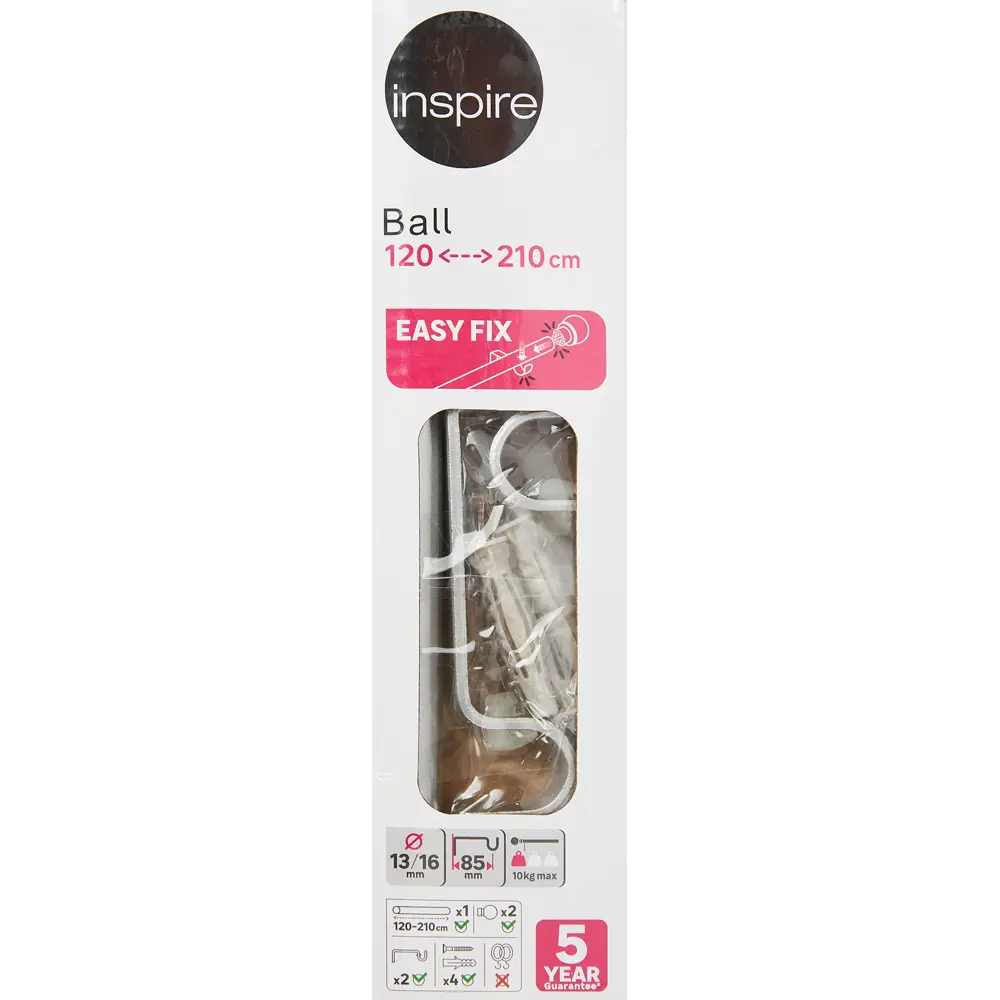 INSPIRE Карниз настенный однорядный Шар 120-210 см серебристый 84407265 STLM-0049458 - Вид №3