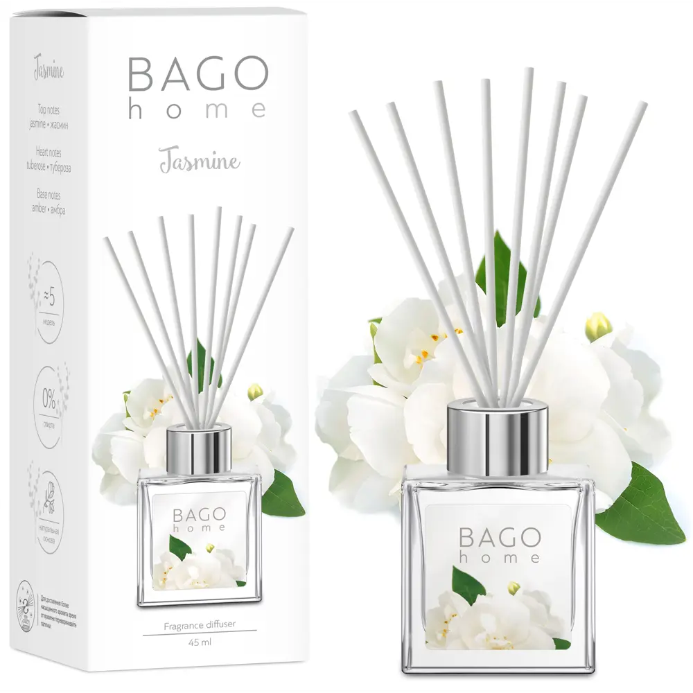 Аромадиффузор Bago home «Жасмин» — нежный цветочный акцент для интерьера 82520728
