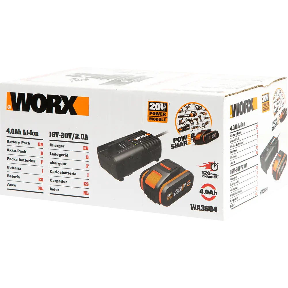 Зарядное устройство Worx 3604, батарея 20 В Li-ion 4 Ач 82342464 STLM-2059718  - Вид №3