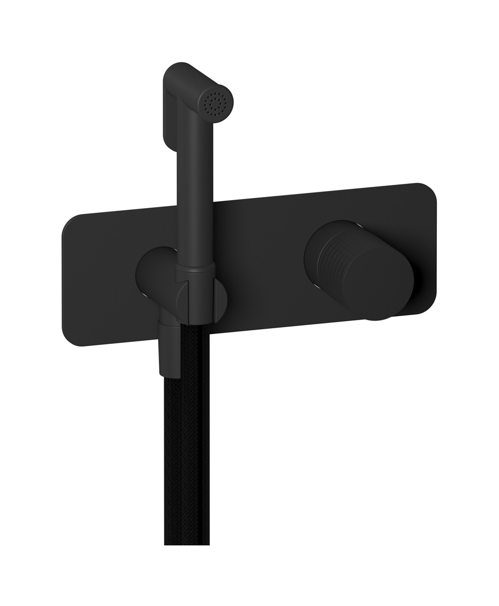 Внешние части гигенического душа со смесителем. WE ARE IB ga706np Matt Black Gatsby