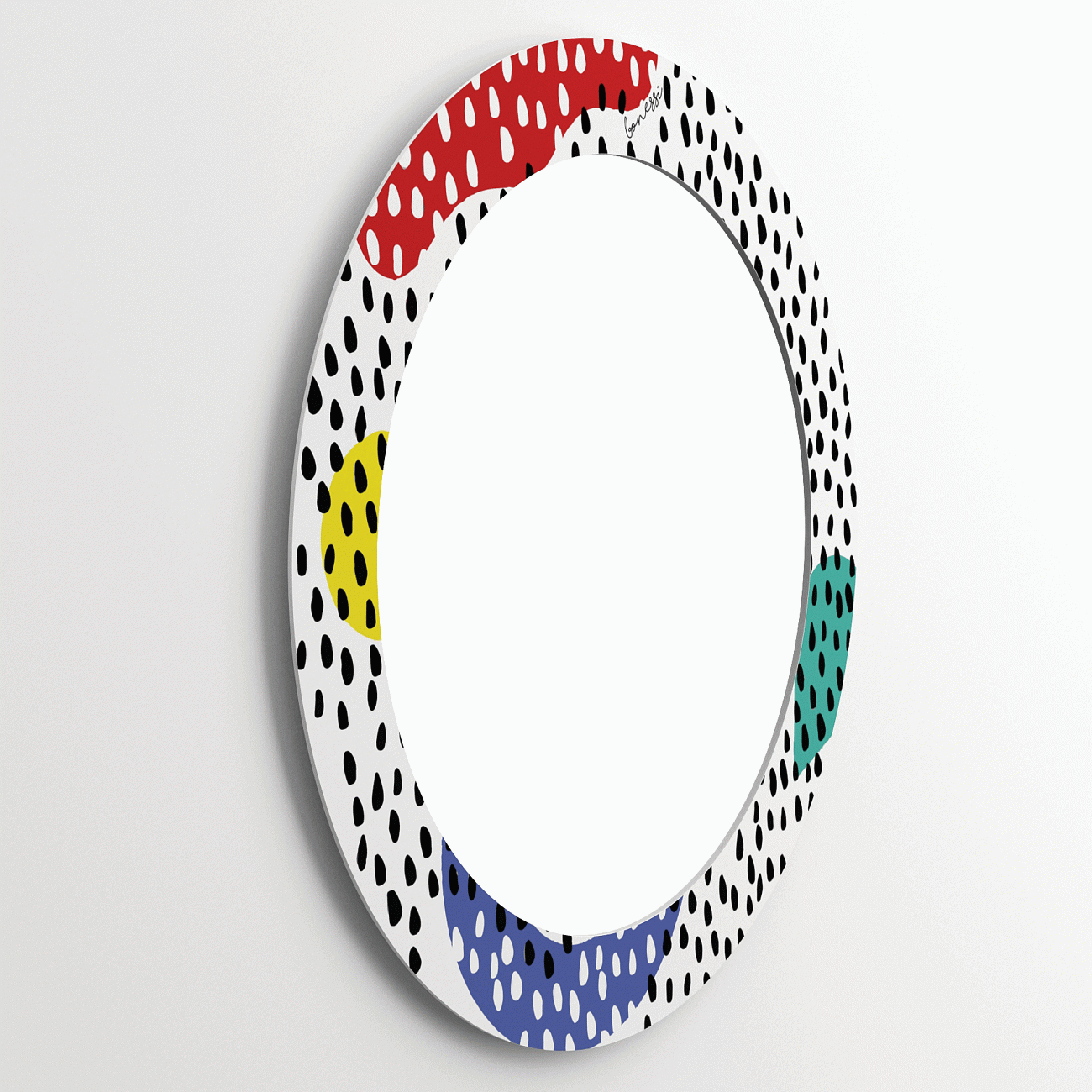 Зеркало круглое с принтом "Дождь" Drops BONESSI ДИЗАЙНЕРСКИЕ 081624 Разноцветный  - Вид №1