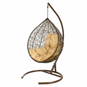 Подвесные качели в виде капли коричневое с желтой подушкой Tropica Brown BIGARDEN  00-3974107 Коричневый