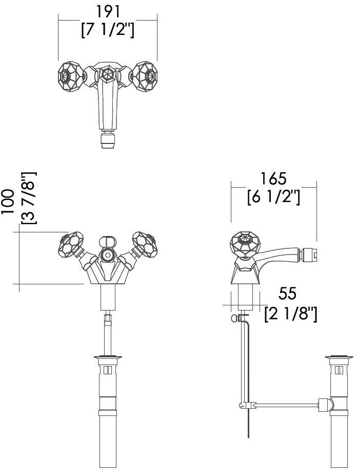 Devon&Devon Смеситель для биде на одно отверстие на террасе Gemstone Exc-gm110 - Вид №2