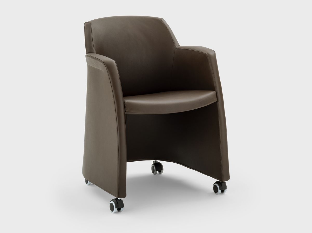 Кожаный стул с колесами с подлокотниками Viganò Miss Grace ARCH-00132843