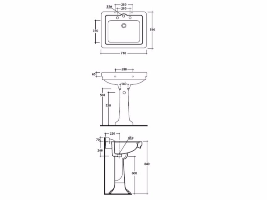 Керамическая раковина на колонне Galassia ETHOS ARCH-00070306 - Вид №2