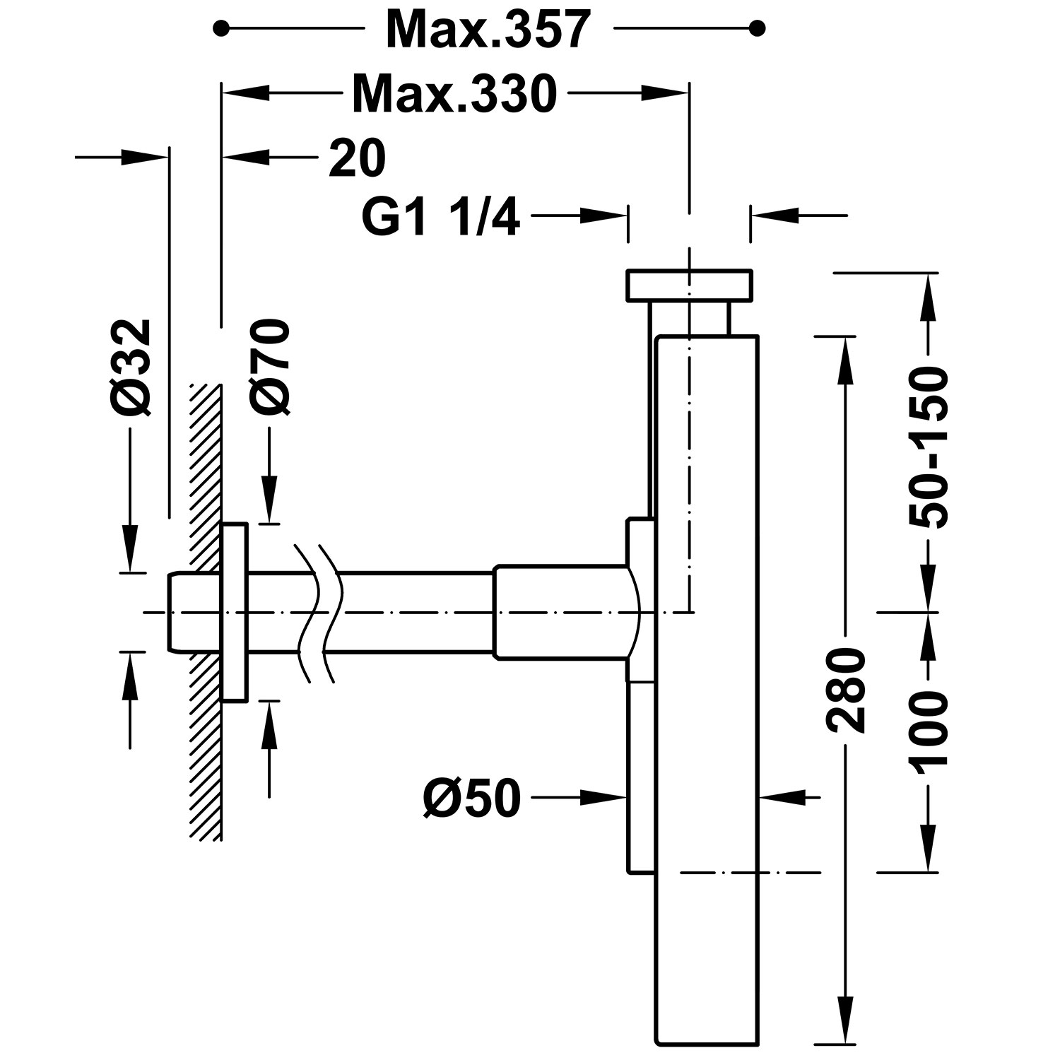 Квадратный телескопический и проверяемый сливной люк с юбкой для умывальника-10710342OM TRES Drain - Вид №1